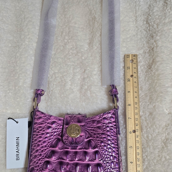 Brahmin Purple Croc-Embossed Women's Bag - Picture 2 of 10